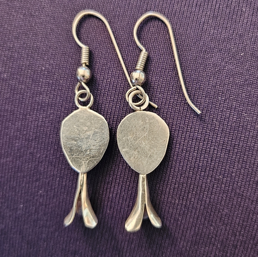 Vintage Sterling Silver and Turquoise Bear Paw Earrings - Picture 3 of 6